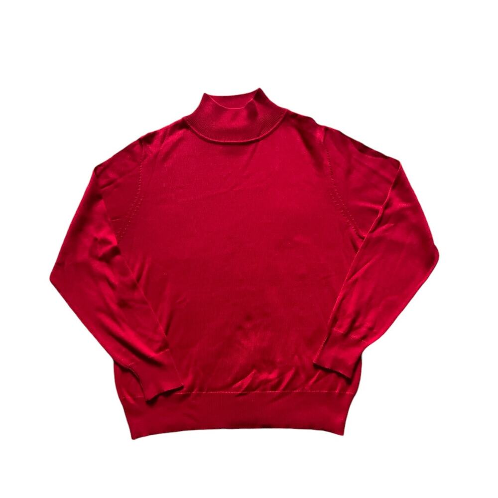 Vintage Red Mock Neck Lightweight Silk Sweater Medium Composition Classic Staple